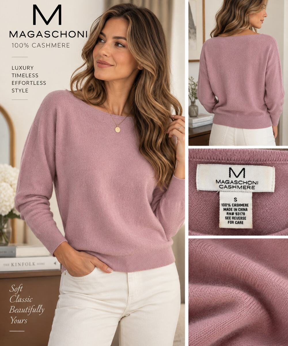 Magaschoni 100% Cashmere Sweater Womenโs Small Soft Purple